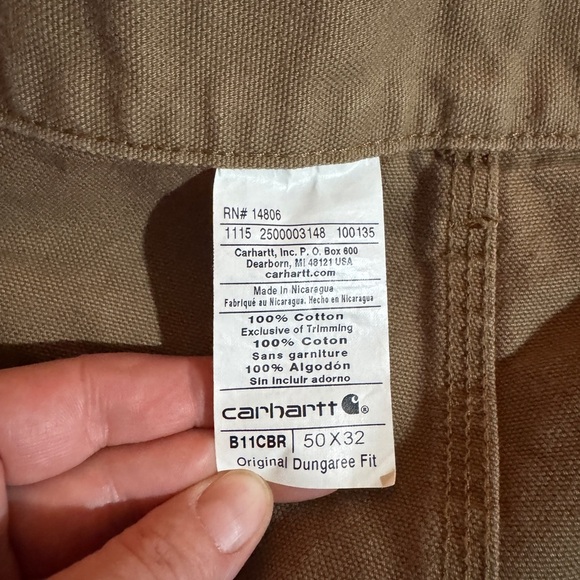 Carhartt RN#14806 Cargo Work Utility Carpenter Pants 50x32 Brown Loose Orig Fit - Picture 8 of 12